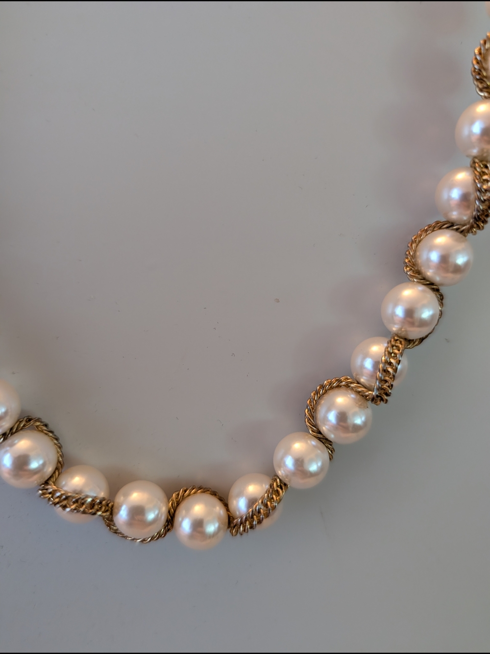 Pearl and Gold-Tone Rope Necklace - White Pearls - Picture 3 of 7